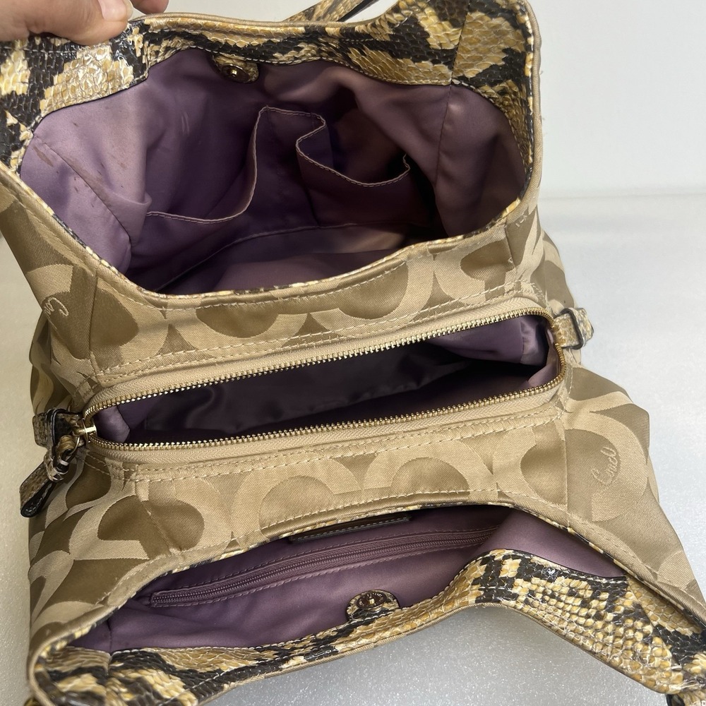 Coach Madison Op Art Signature Sateen Maggie snake Strap F17689 Shoulder Bag - Picture 9 of 15